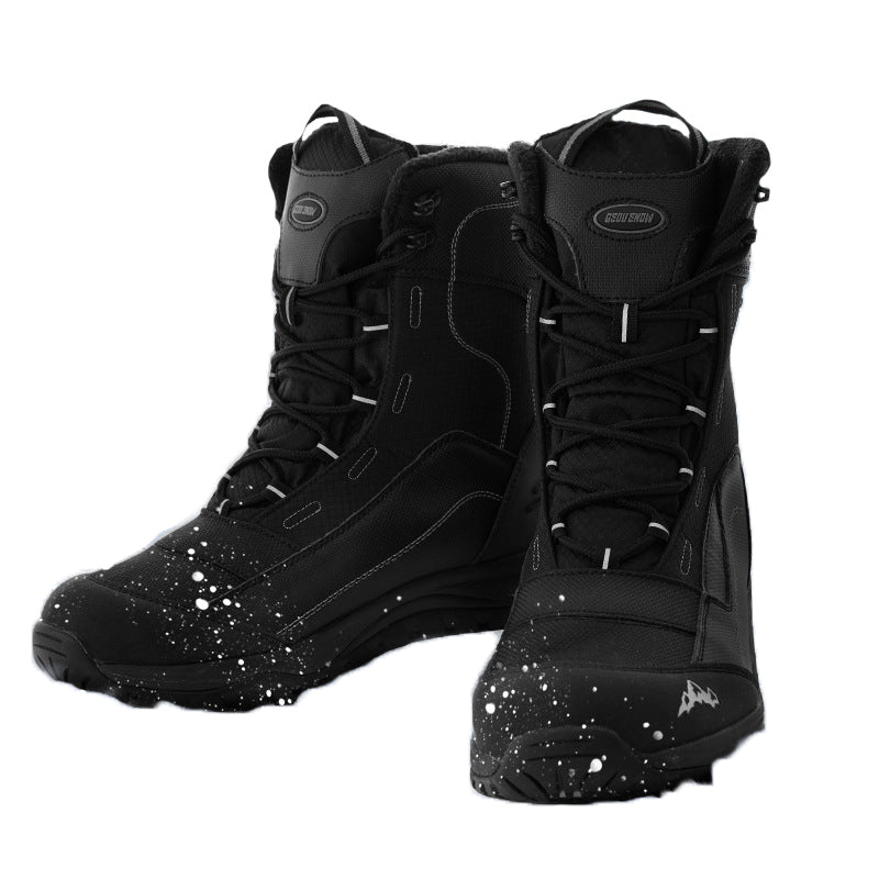 New Outdoor Ski Boots Men Winter Fleece Lining Warm Snowboarding Shoes