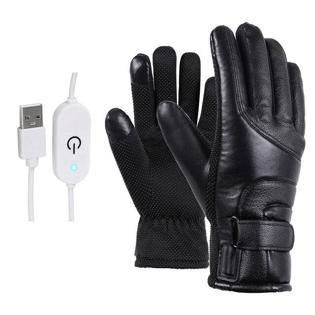 Motorcycle Electric Heated Gloves Windproof For Cycling Skiing Winter Warm Heating Gloves USB Powered For Men Women Sports Ski