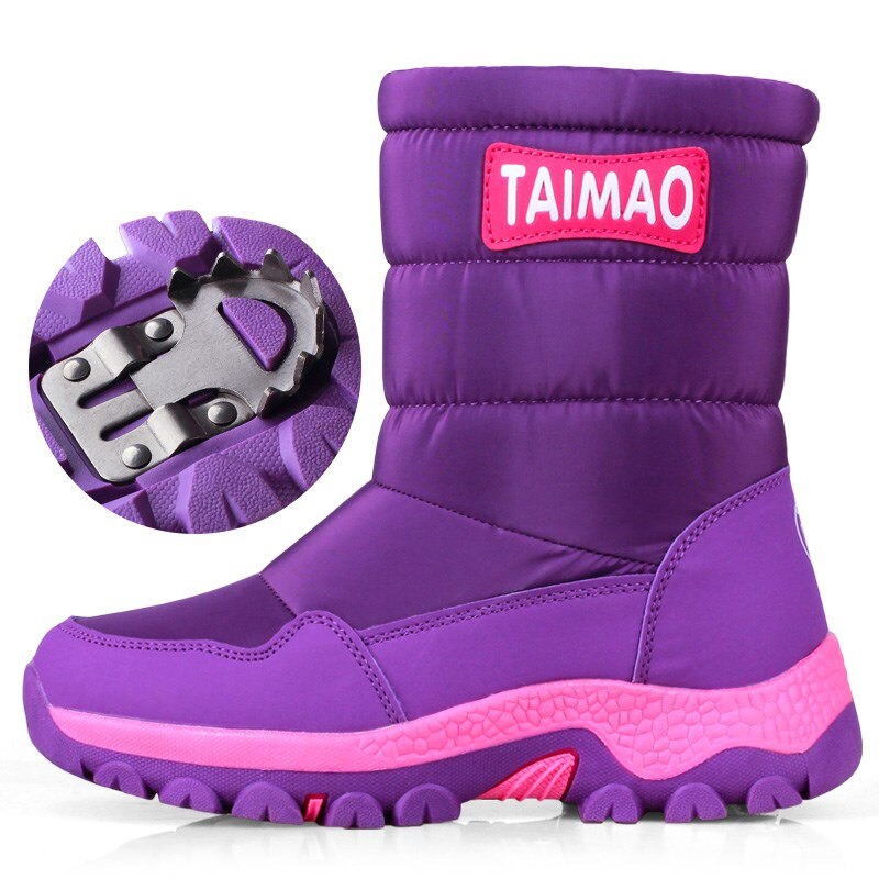 Outdoor Non-slip Warm Ski Waterproof Snow Boots Purple Model