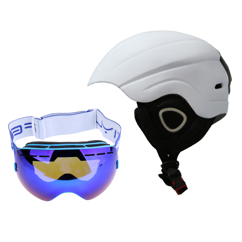 Ski Helmet With Foam Earmuffs With Ski Goggles